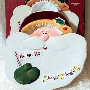 Vintage Giftco Inc. Santa Ho Ho Ho Ceramic Cookie Plate RARE NWT